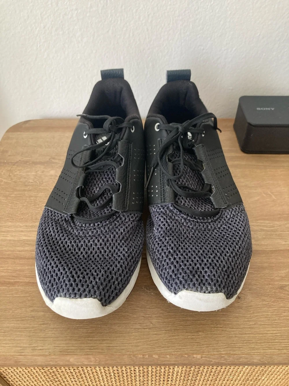 adidas Men’s Black and Gray Breathable Mesh Athletic Sneakers